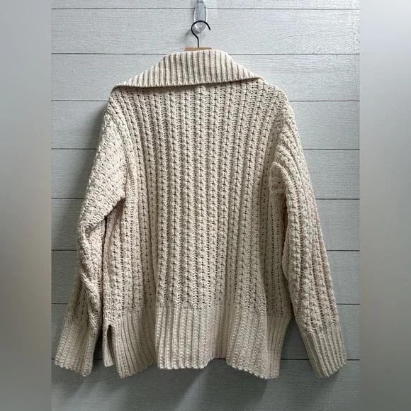 Aerie Cable Car Quarter Zip Oversized Chenille Sweater Cream Size M - Picture 13 of 14